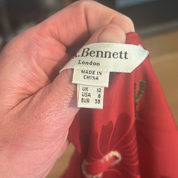 NWOT LK Bennett Red Floral Long Sleeve Wrap Dress Dr Elspeth - Picture 12 of 15